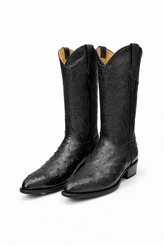 Midnight Outlaw Black Leather Cowboy Boots