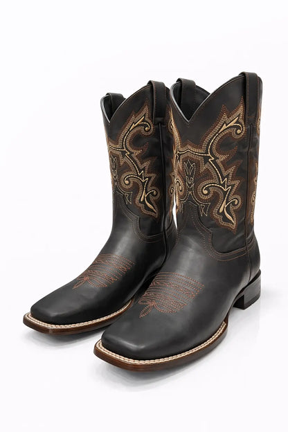 Rustler Black Leather Cowboy Boots Last Rodeo Western Wear & Hat Bar