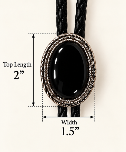 Native American Sterling Silver Black Onyx Bolo Tie – Signed Dine Begaye