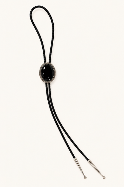 Native American Sterling Silver Black Onyx Bolo Tie – Signed Dine Begaye