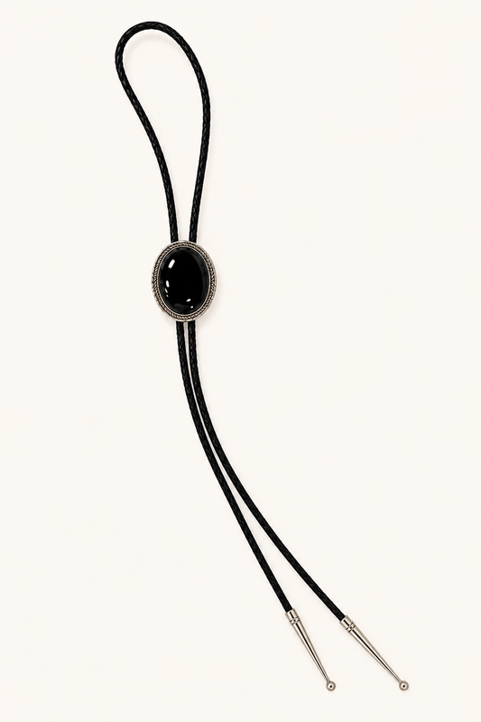 Native American Sterling Silver Black Onyx Bolo Tie – Signed Dine Begaye