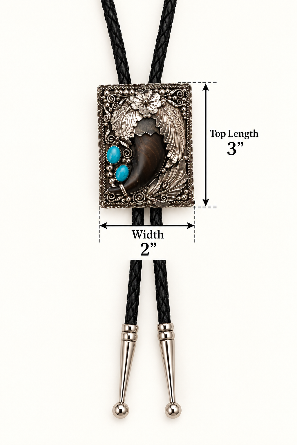 Native American Sterling Silver Turquoise Claw Bolo Tie – Signed G
