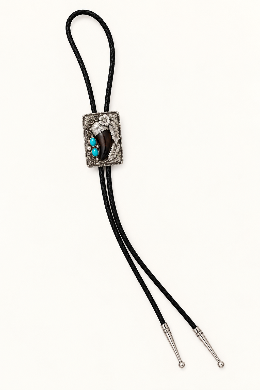 Native American Sterling Silver Turquoise Claw Bolo Tie – Signed G