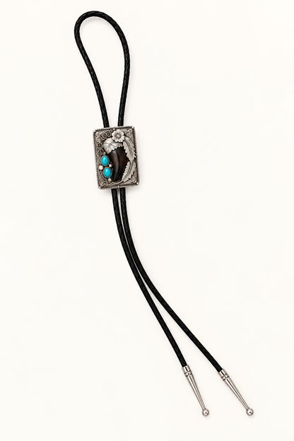 Native American Sterling Silver Turquoise Claw Bolo Tie – Signed G