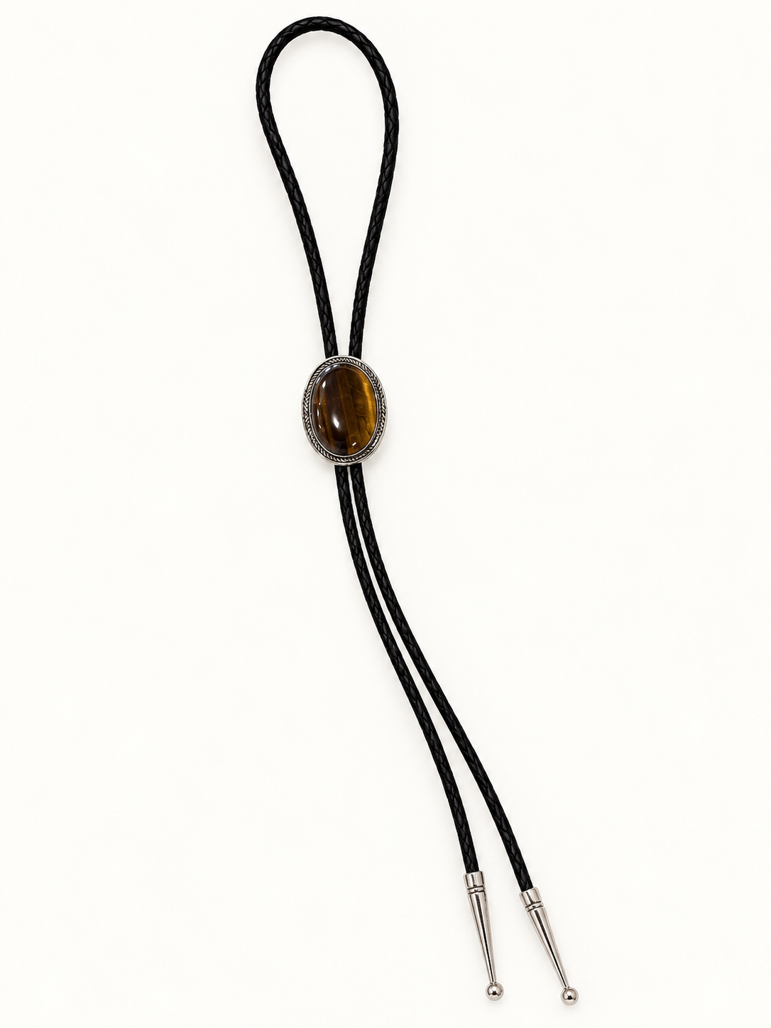 Native American Sterling Silver Tiger's Eye Bolo Tie – Signed Dine Begaye