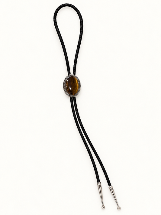 Native American Sterling Silver Tiger's Eye Bolo Tie – Signed Dine Begaye