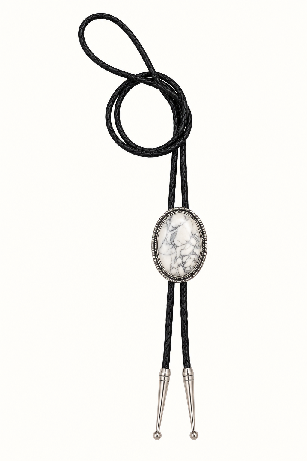 Native American Sterling Silver White Buffalo Bolo Tie – Signed Dave Begaye