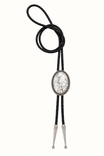 Native American Sterling Silver White Buffalo Bolo Tie – Signed Dave Begaye