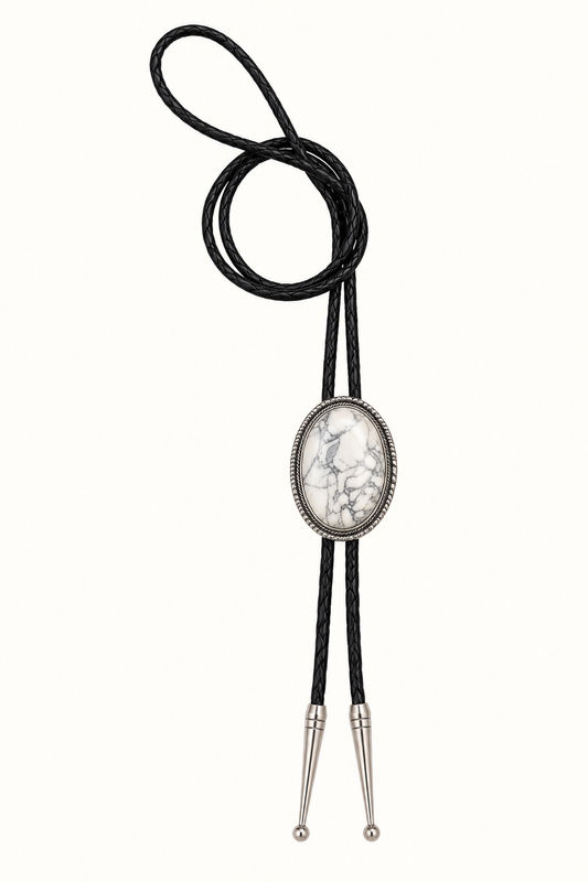 Native American Sterling Silver White Buffalo Bolo Tie – Signed Dave Begaye