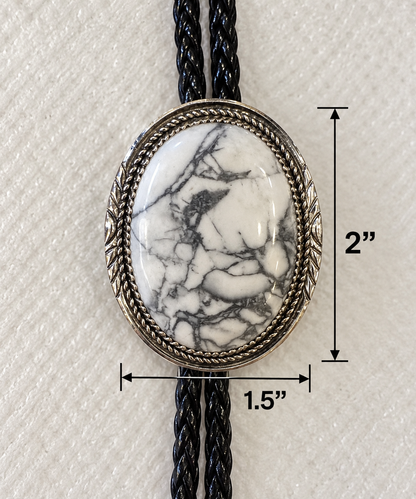 Native American Sterling Silver White Buffalo Bolo Tie – Signed Dave Begaye