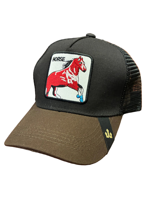 Horse Western Trucker Hat – Black & Brown Cowboy Cap