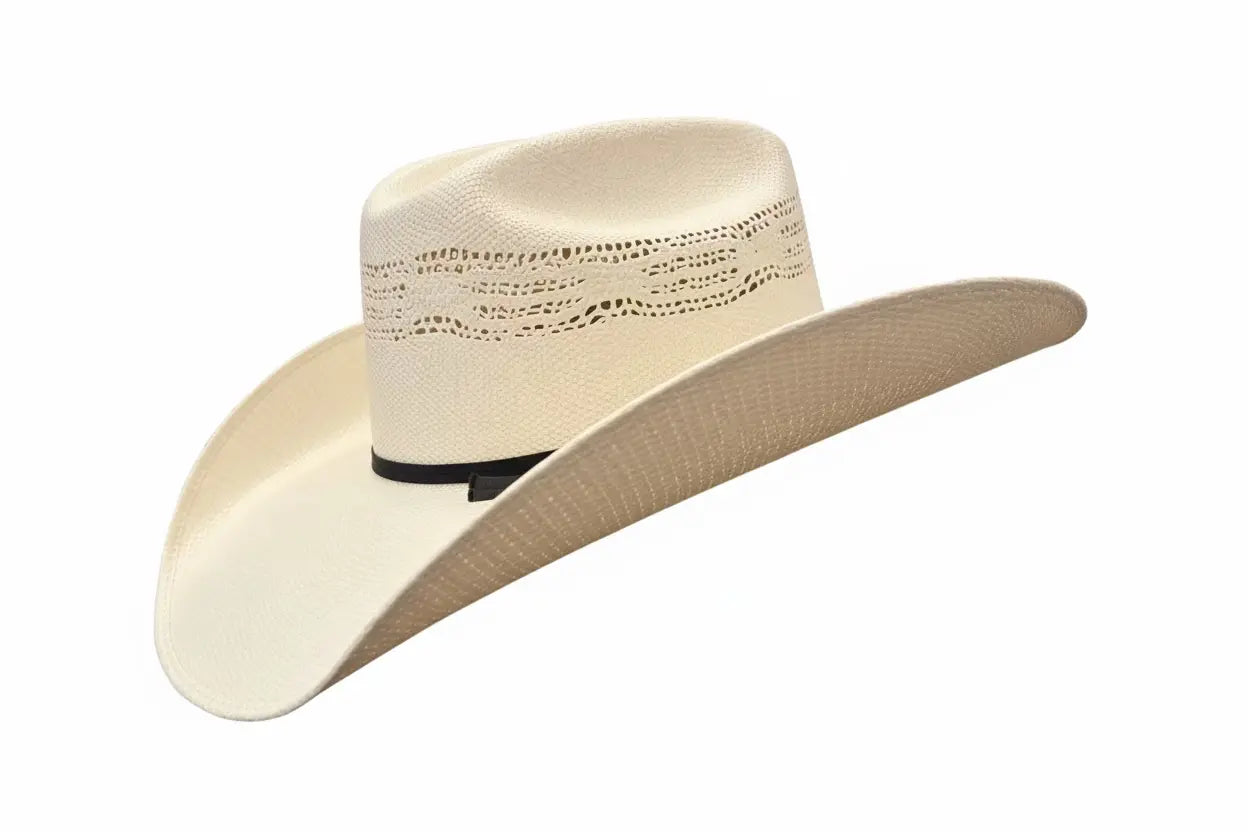 Natural Straw Cowboy Hat Ventilated Crown Side View – Last Rodeo