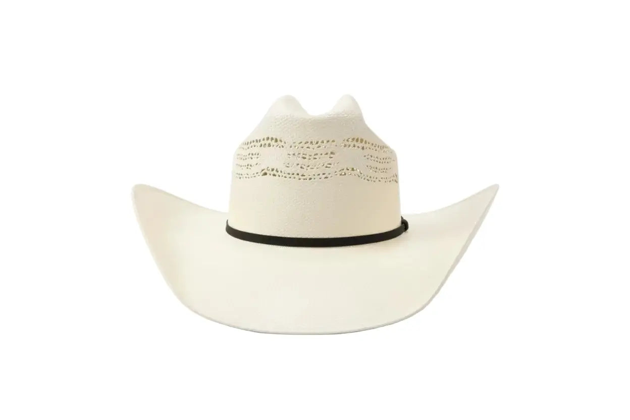 Natural Straw Cowboy Hat Ventilated Crown Front View – Buy Online at Last Rodeo