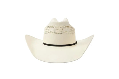 Natural Straw Cowboy Hat Ventilated Crown Front View – Buy Online at Last Rodeo