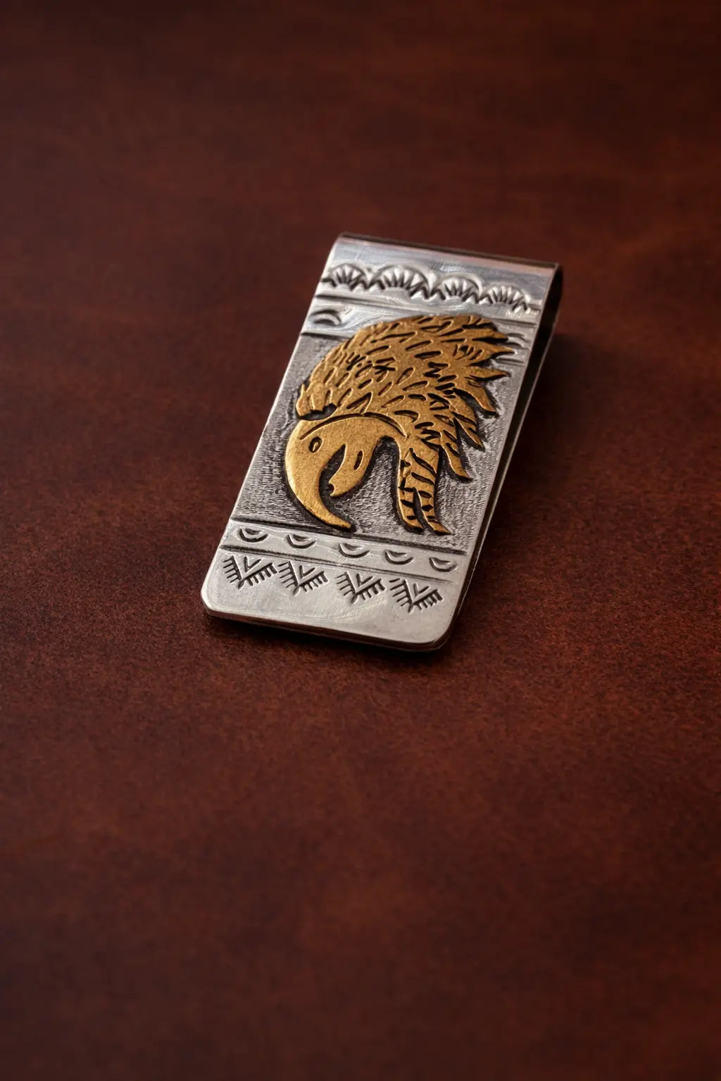 Handcrafted Western Money Clip – Sterling Silver & 12K Gold Overlay Engraved Last Rodeo Western Wear & Hat Bar