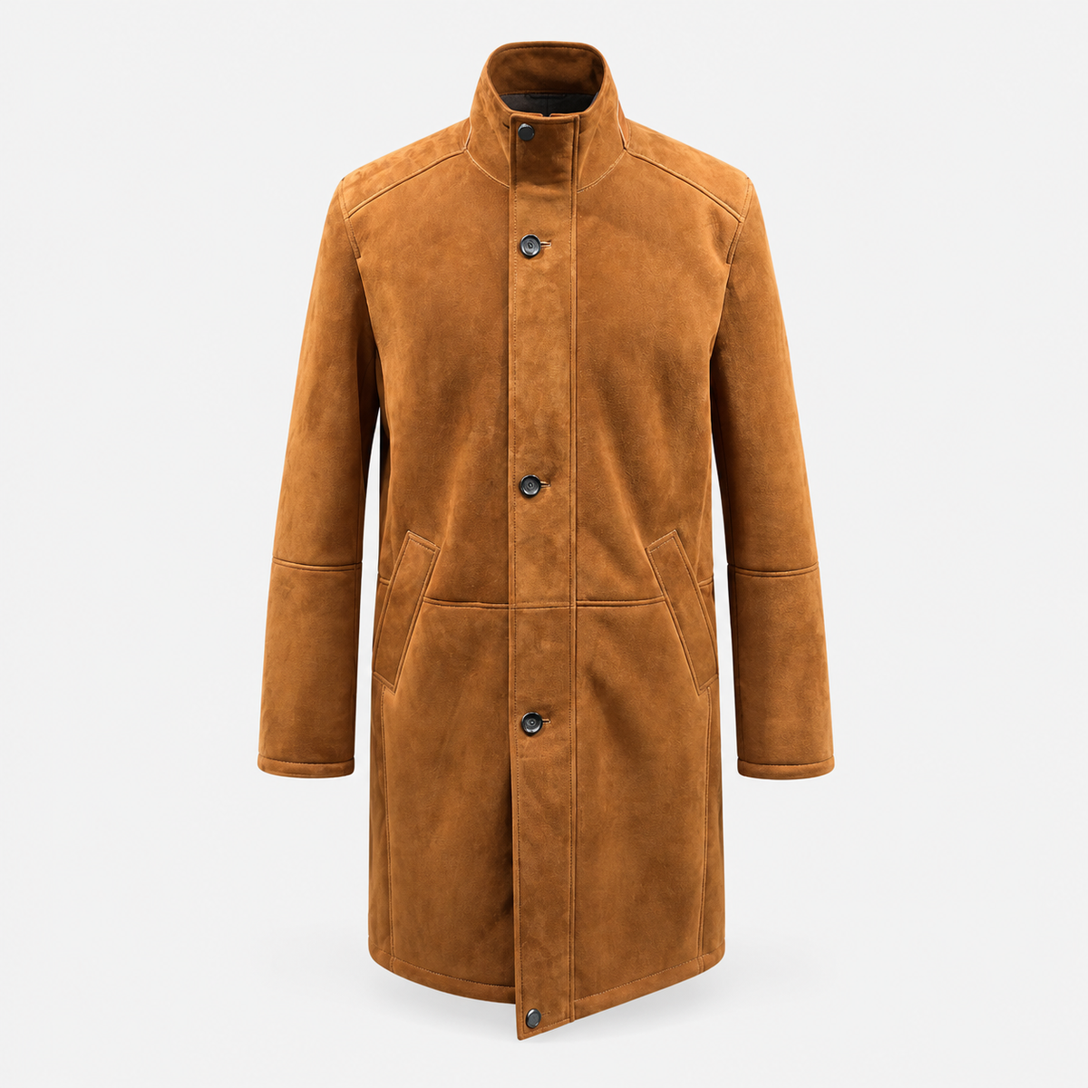 Men's Cognac Suede Shearling Coat – Italian Sheepskin Lined (Pre-Order)