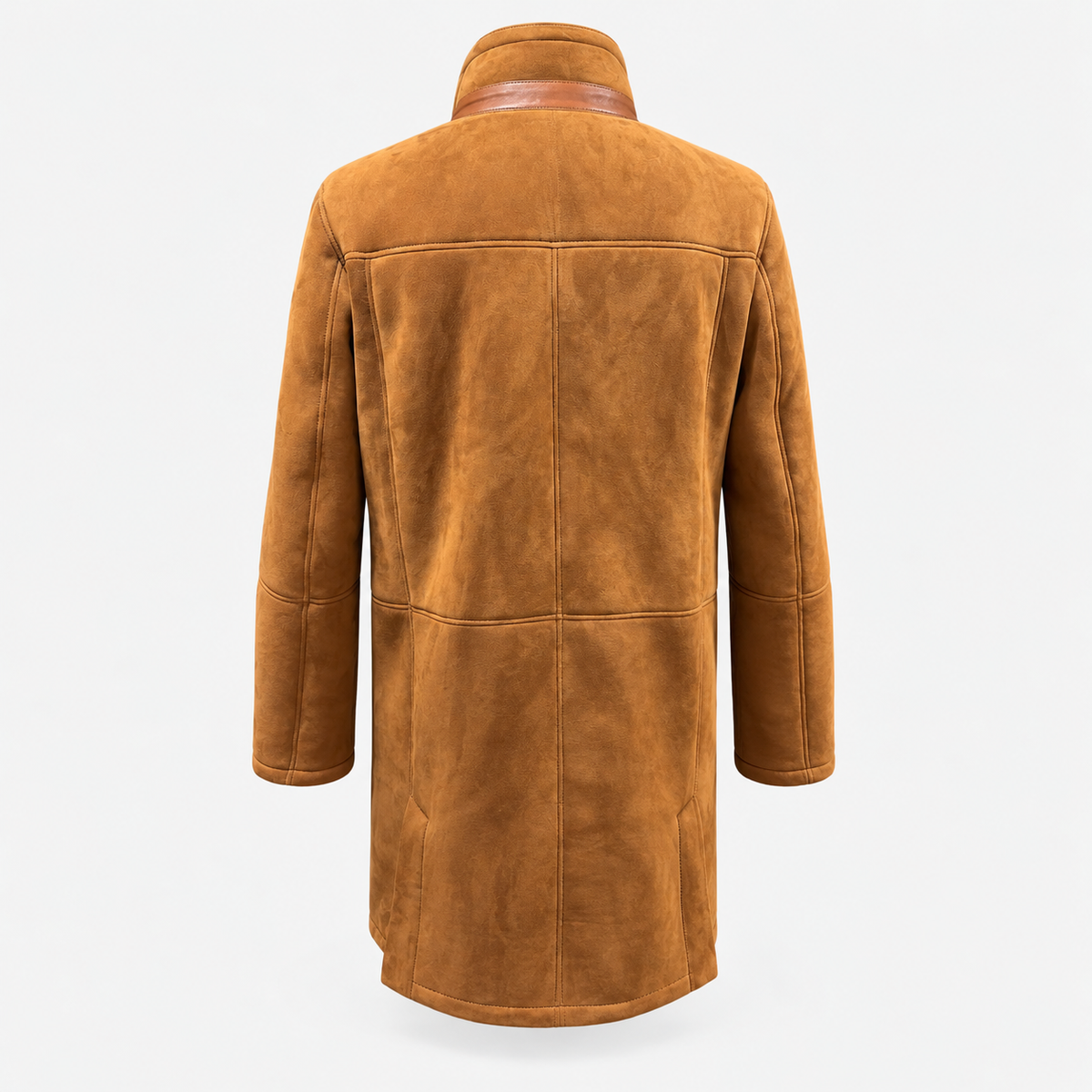 Men's Cognac Suede Shearling Coat – Italian Sheepskin Lined (Pre-Order)