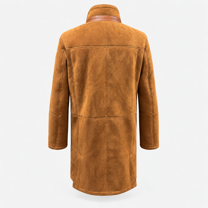 Men's Cognac Suede Shearling Coat – Italian Sheepskin Lined (Pre-Order)