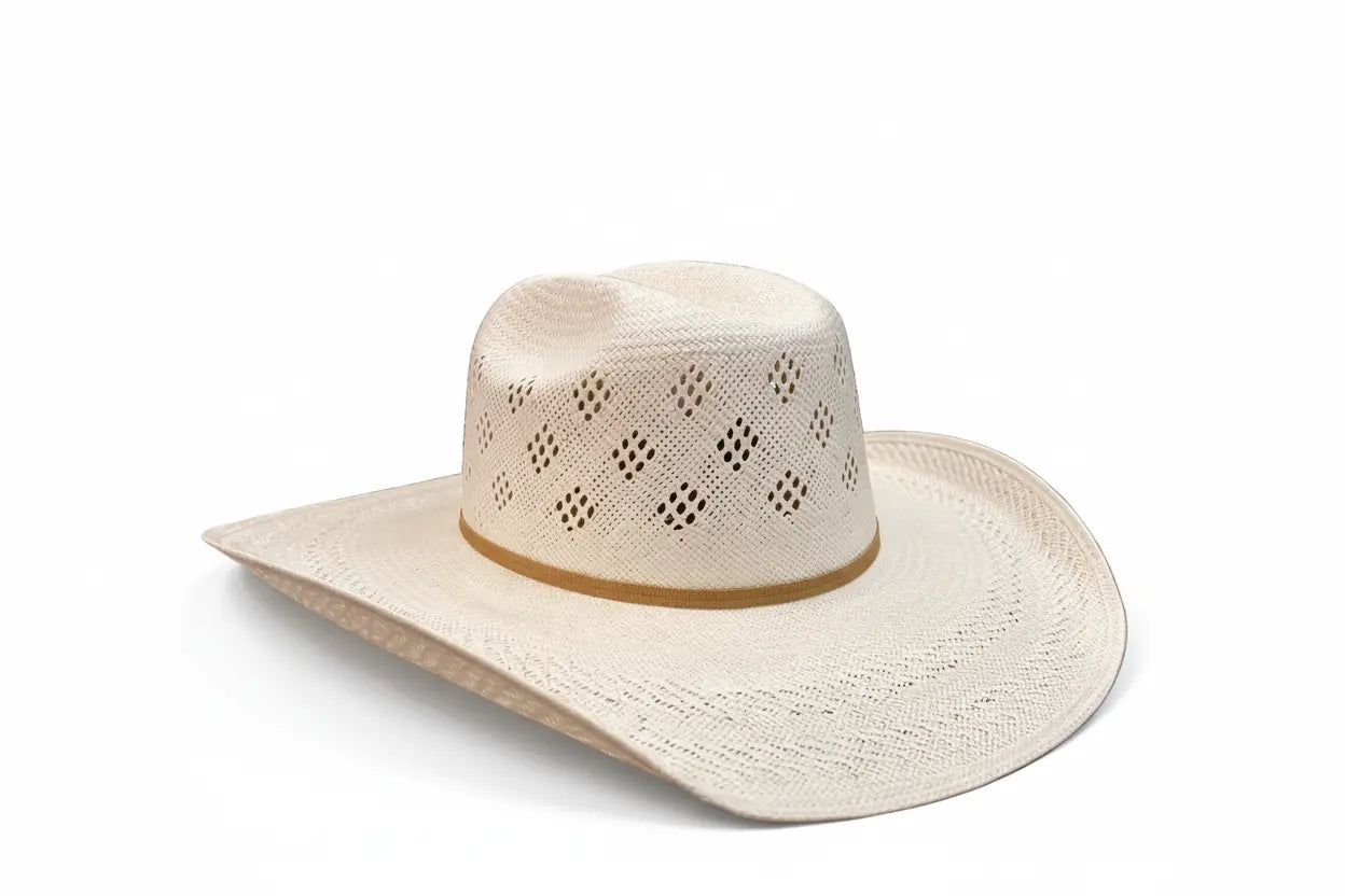 Twister 20X Straw Cowboy Hat Vent Crown Side View – Last Rodeo