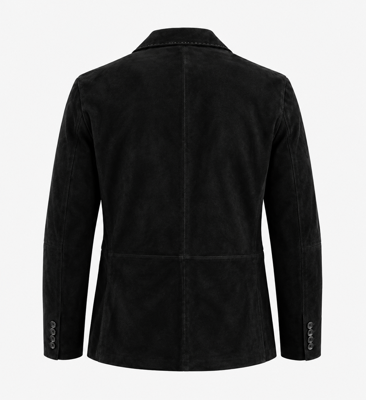Men's black premium suede blazer, back view – high quality Italian lambskin western jacket with 4-button cuffs by Last Rodeo