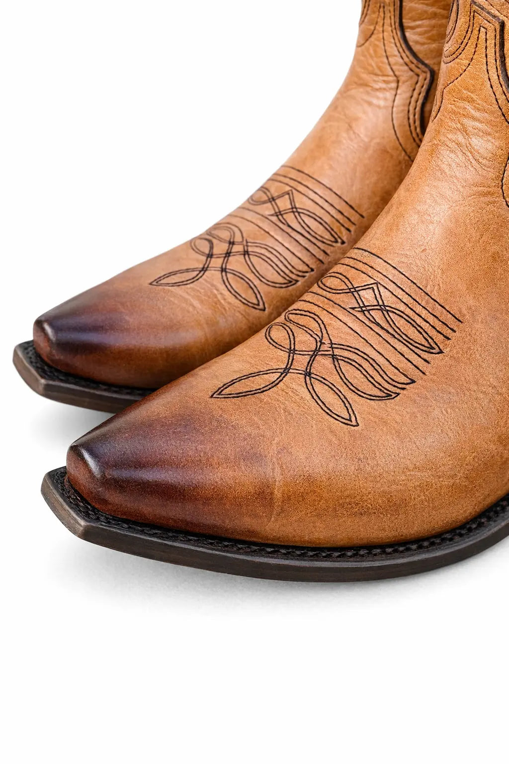 Women’s Cognac Snip Toe Western Cowboy Boots – 16” Tall Embroidered Leather Last Rodeo Western Wear & Hat Bar