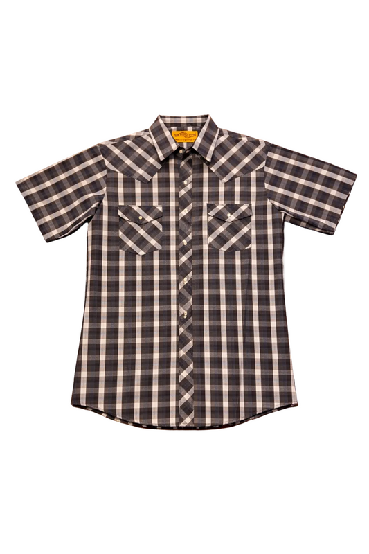 Men’s Brown Plaid Western Snap Shirt – Classic Cowboy Fit