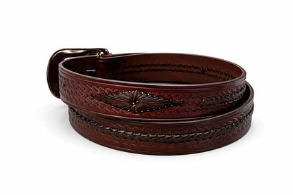 Men’s Basketweave Leather Belt with Engraved Western Buckle Last Rodeo Western Wear & Hat Bar