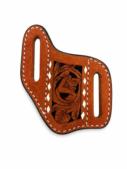 Handmade Leather Knife Sheath Belt Holster – Western Tooled Leather EDC Holder (Fits Standard Belt) Last Rodeo Western Wear & Hat Bar