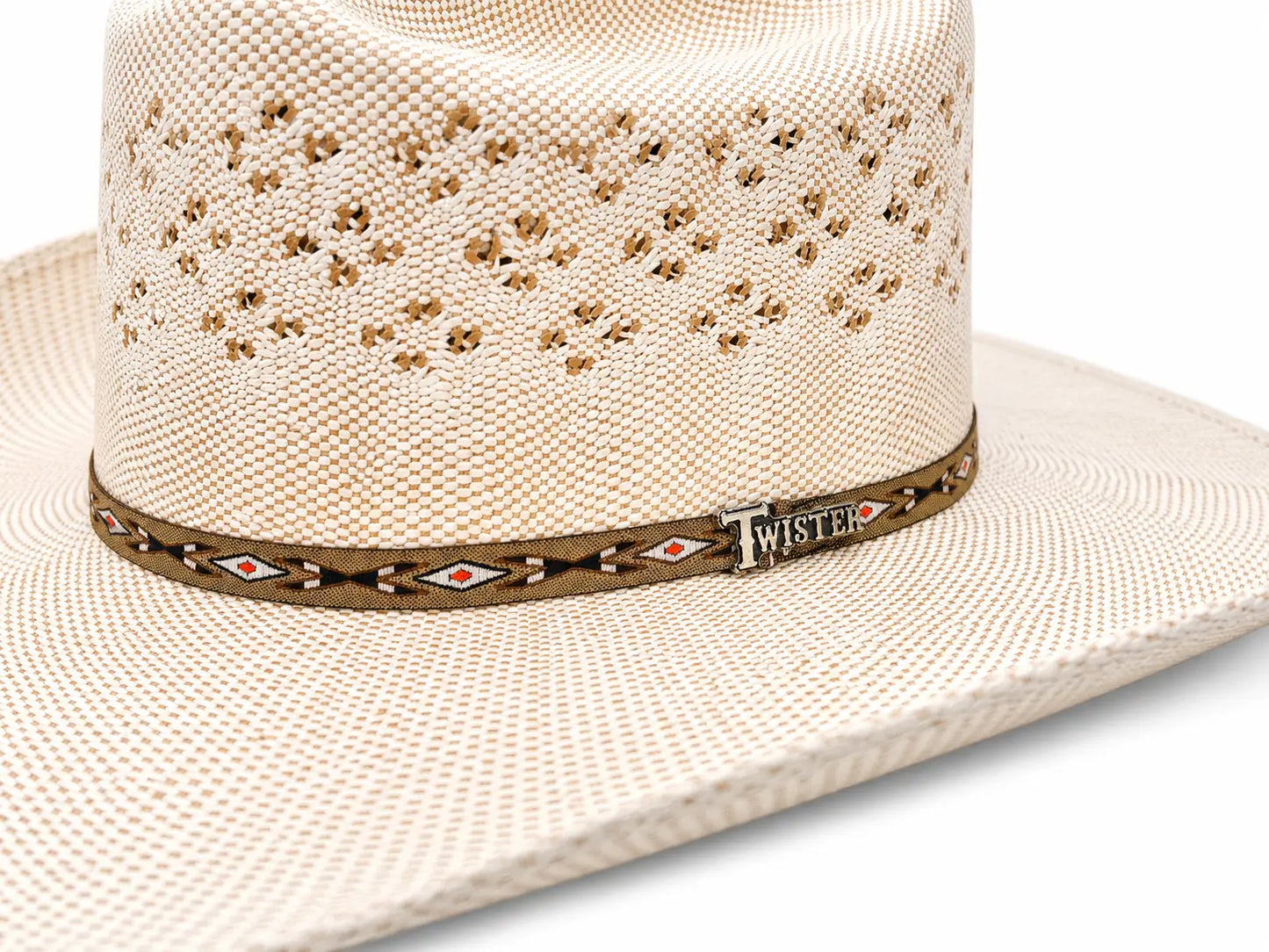 Twister Natural Straw Cowboy Hat Vent Crown Side View – Last Rodeo
