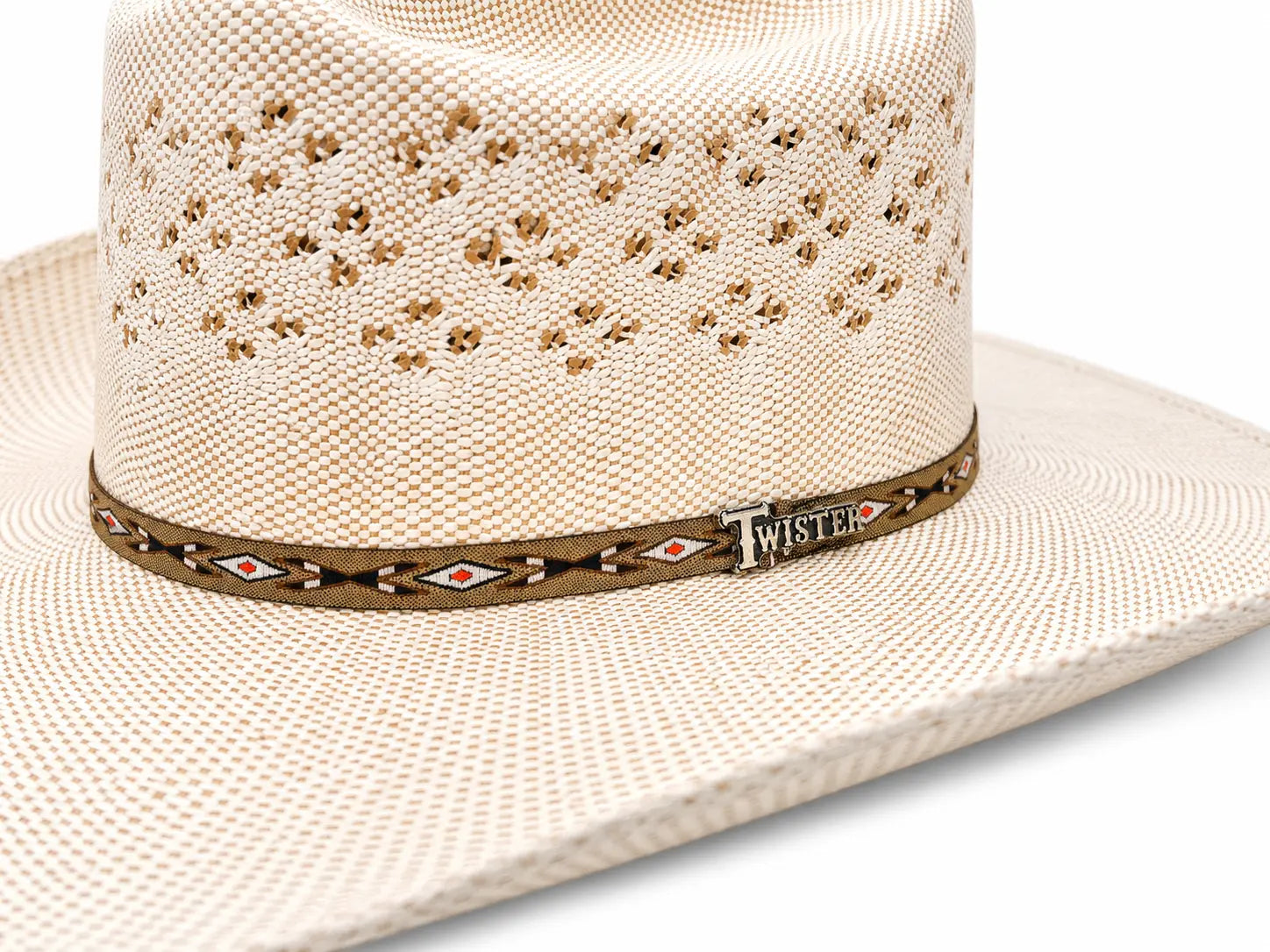 Twister Natural Straw Cowboy Hat Vent Crown Side View – Last Rodeo