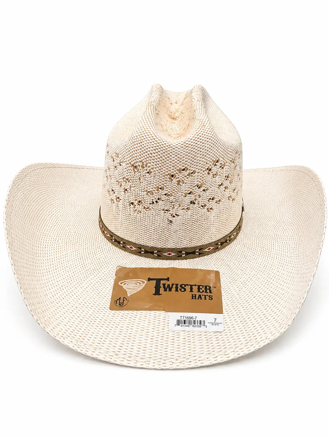 Twister Natural Straw Cowboy Hat Vent Crown Back View – Last Rodeo