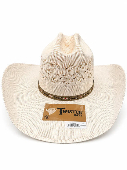 Twister Natural Straw Cowboy Hat Vent Crown Back View – Last Rodeo