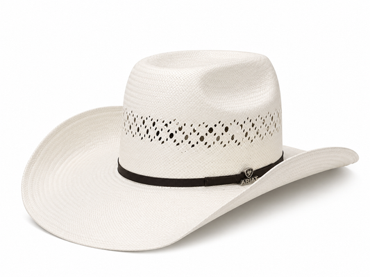 Ariat 8X Palm Straw Cowboy Hat – Vented Crown, 5 3/4” Crown, 4 1/4” Brim, Chocolate Band