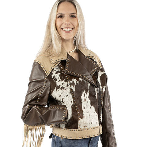 WOMEN'S HAIR ON CALF LEATHER COAT - SCULLY