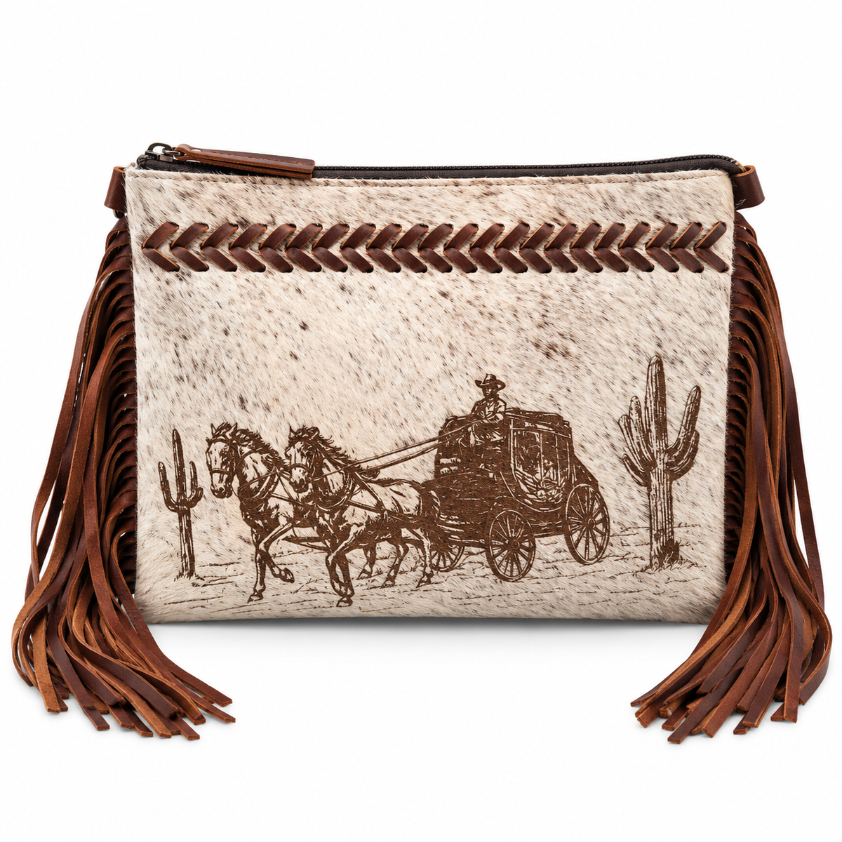 American Darling Stagecoach Fringe Crossbody Bag – Hair-On Cowhide