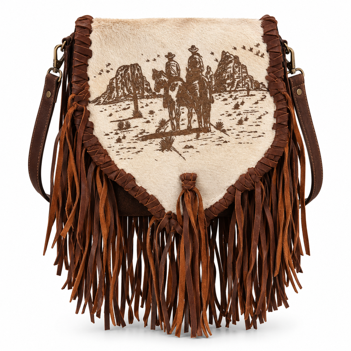 American Darling Hair-On Hide Fringe Messenger Bag – Western Saddle Purse