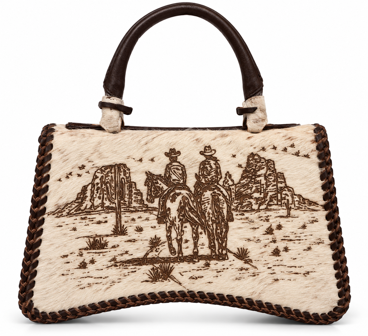 American Darling Stagecoach Leather Top-Handle Crossbody Bag – Black