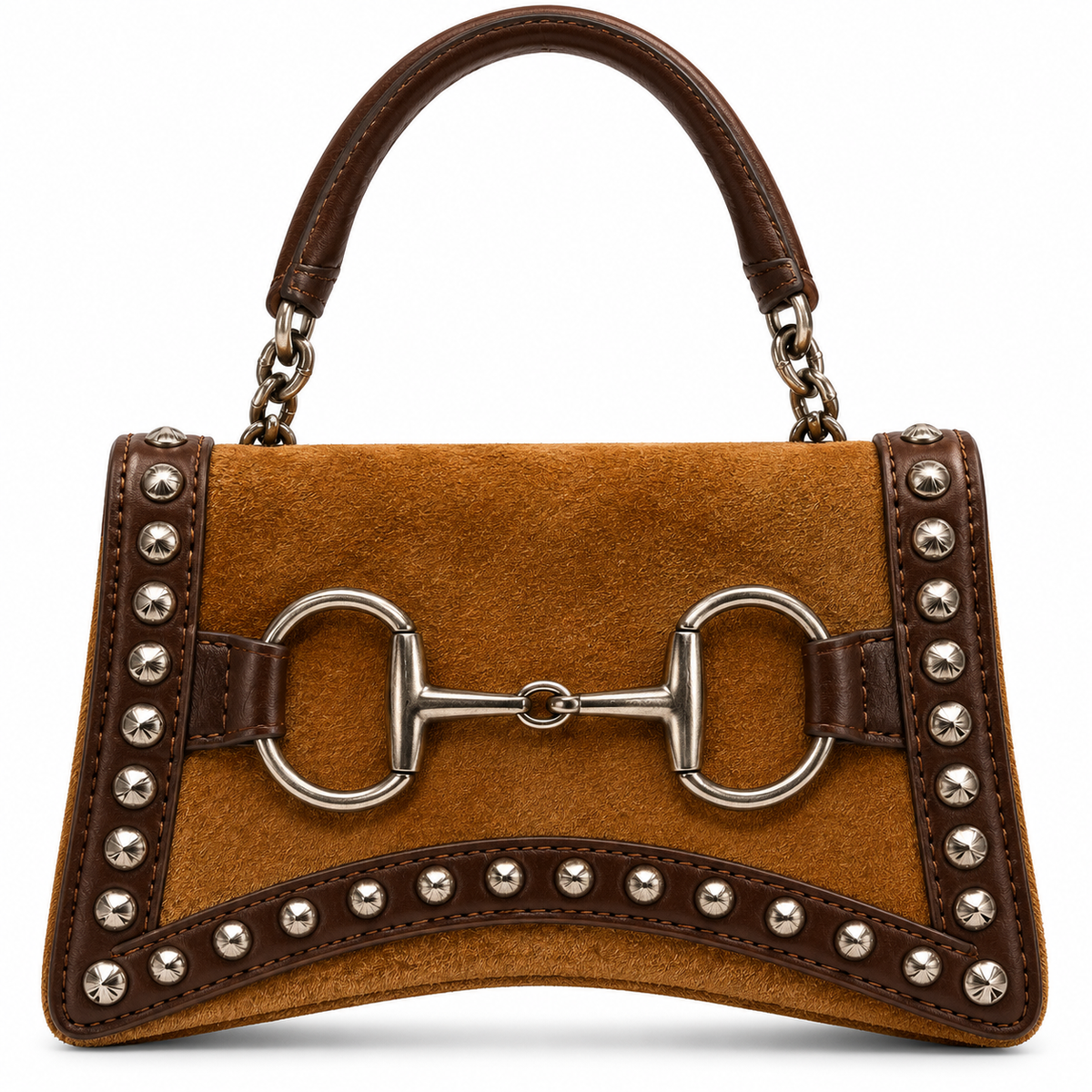 American Darling Studded Tan Suede & Leather Crossbody Bag