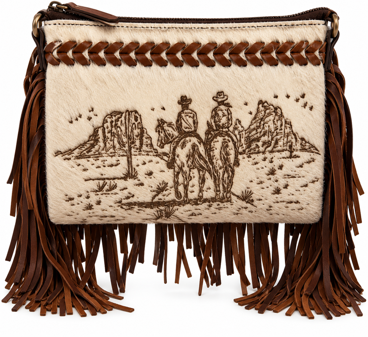 American Darling Desert Riders Cowhide Fringe Crossbody Bag