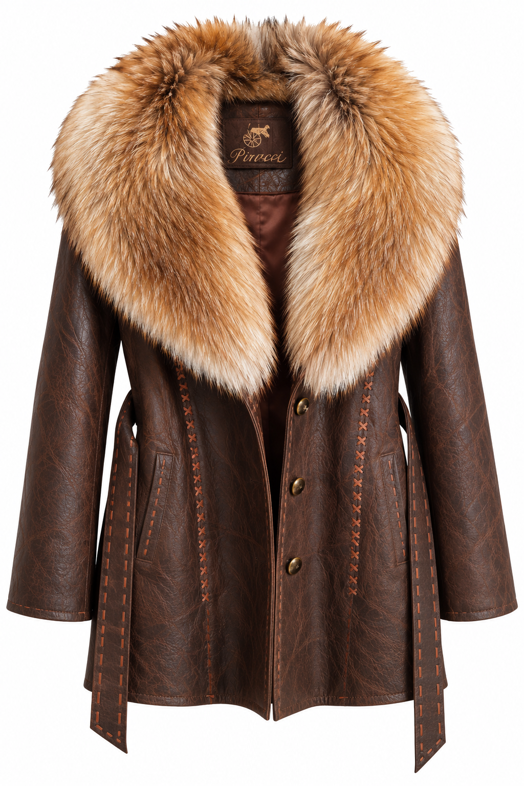 Women's dark brown lamb leather jacket with real fox fur collar – Last Rodeo
