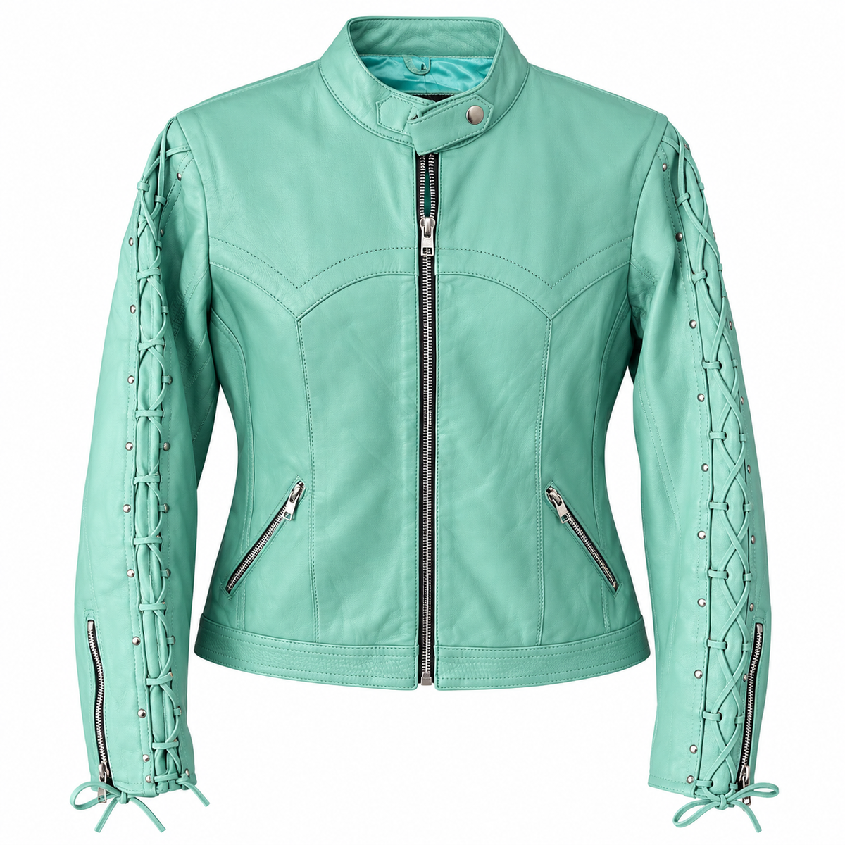 Women's turquoise lambskin leather western jacket by Last Rodeo