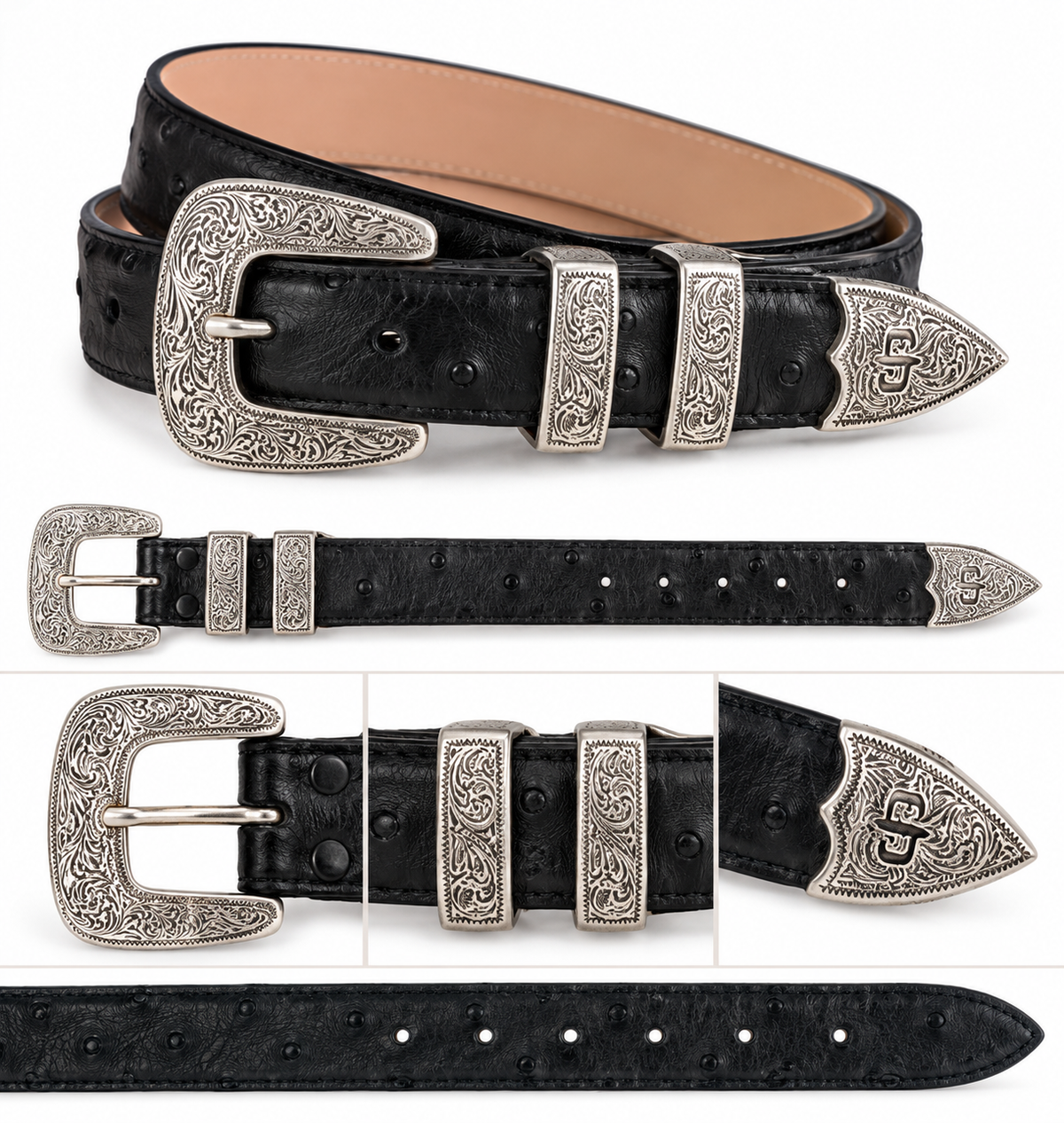 Stetson Genuine Exotic Ostrich Leather Western Belt – Black Last Rodeo Western Wear & Hat Bar