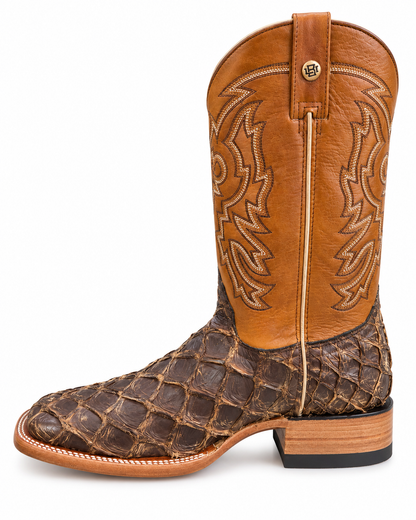 Genuine Exotic Pirarucu Fish Square Toe Cowboy Boots – Brown Last Rodeo Western Wear & Hat Bar