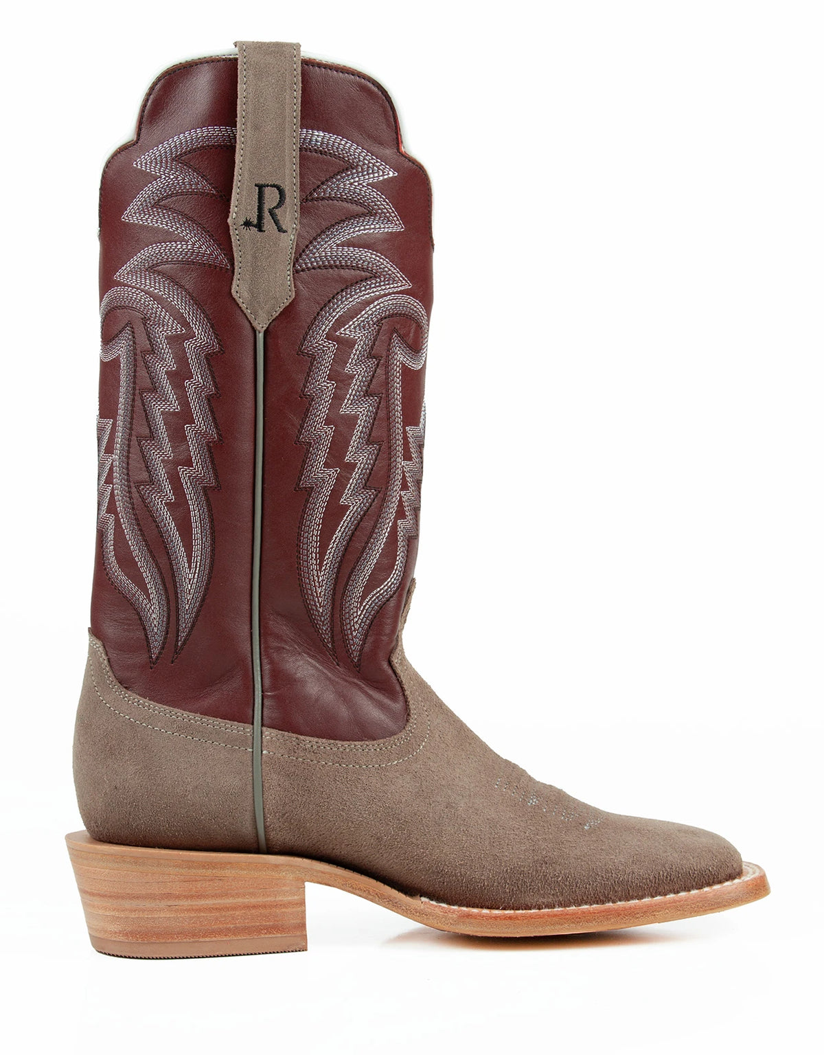 R. Watson Men’s Roughout Wide Square Toe Cowboy Boots – Grey/Red Last Rodeo Western Wear & Hat Bar