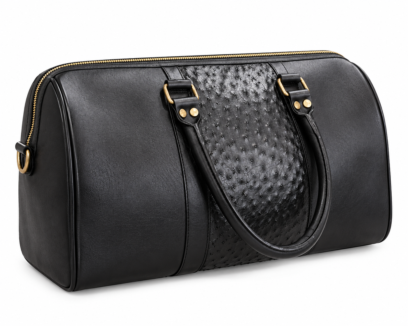 Genuine Black Ostrich Leather Western Duffle Bag – Gold Hardware Last Rodeo Western Wear & Hat Bar