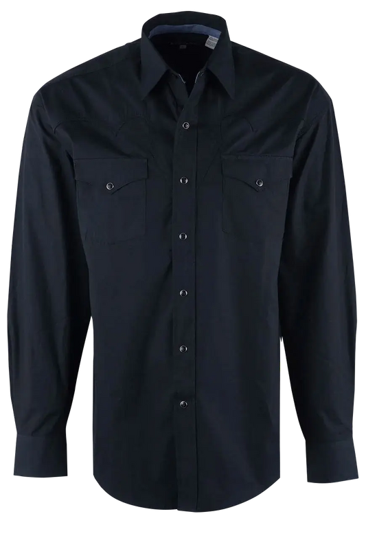 Stetson Men’s Solid Black Western Snap Shirt Last Rodeo Western Wear & Hat Bar