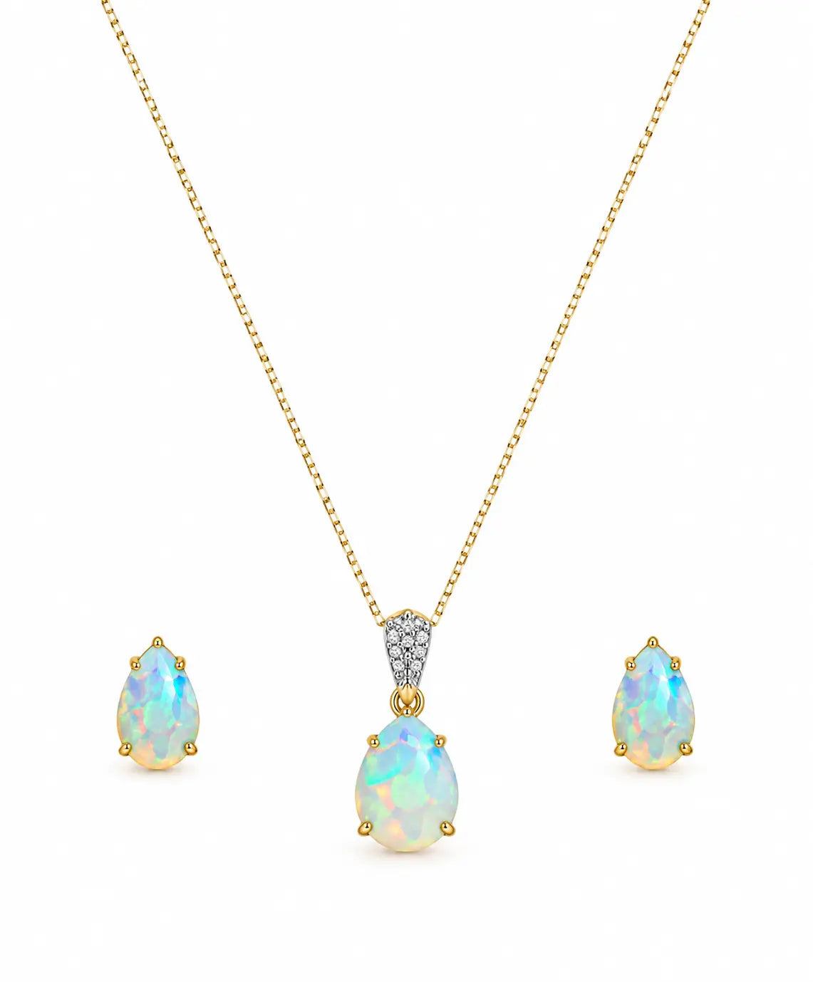 Opal Luxe Jewelry Set with natural diamonds– 14K Gold Finish Last Rodeo Western Wear & Hat Bar