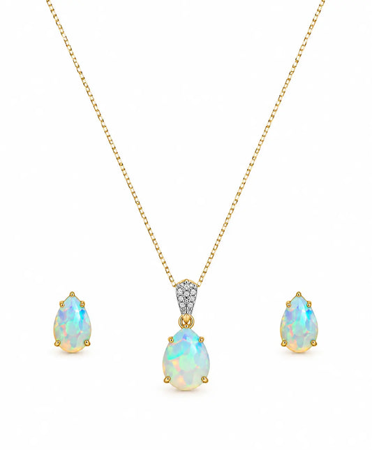 Opal Luxe Jewelry Set with natural diamonds– 14K Gold Finish Last Rodeo Western Wear & Hat Bar
