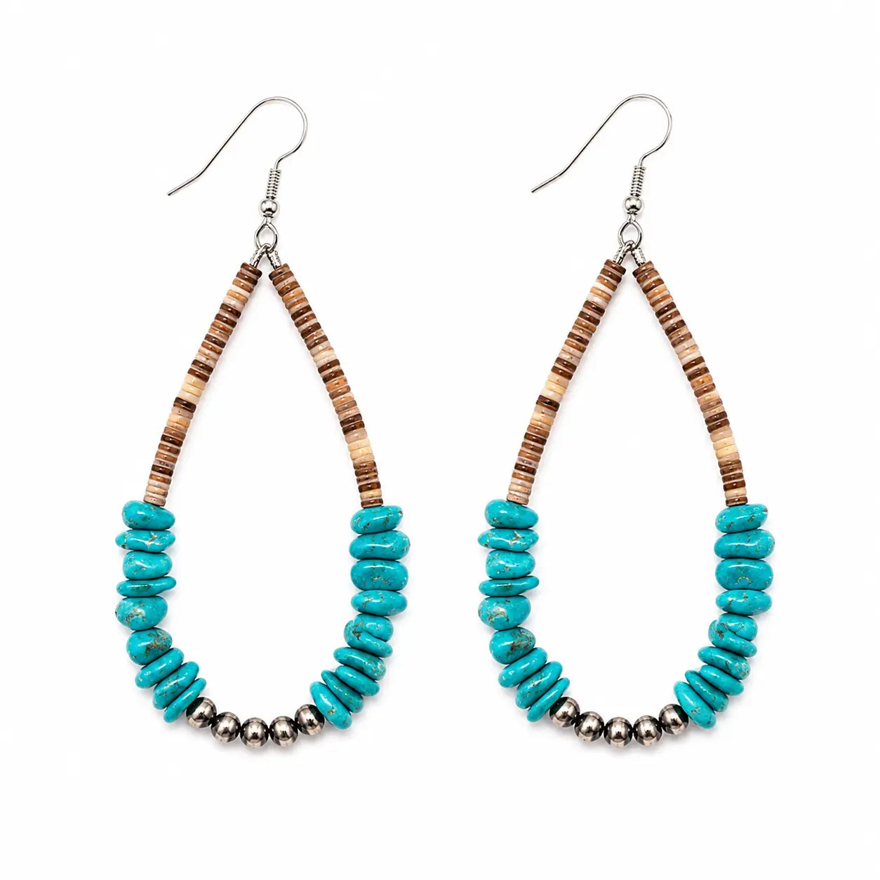 Sterling Silver Natural Turquoise Teardrop Earrings – Southwestern Western Jewelry Last Rodeo Western Wear & Hat Bar
