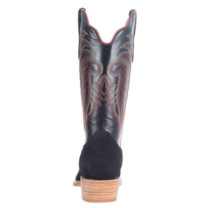 R. Watson Men’s Black Roughout Western Boots | Handmade Cowboy Boots | Cutter Toe Leather Boots RW8208-1